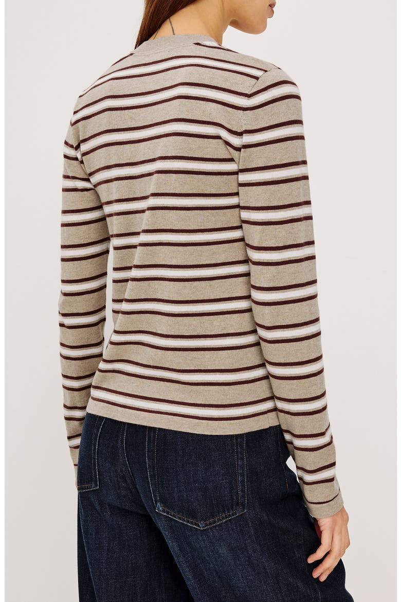 Davie Striped Cotton & Cashmere Top, Alternate, color, HEATHER OAT STRIPE