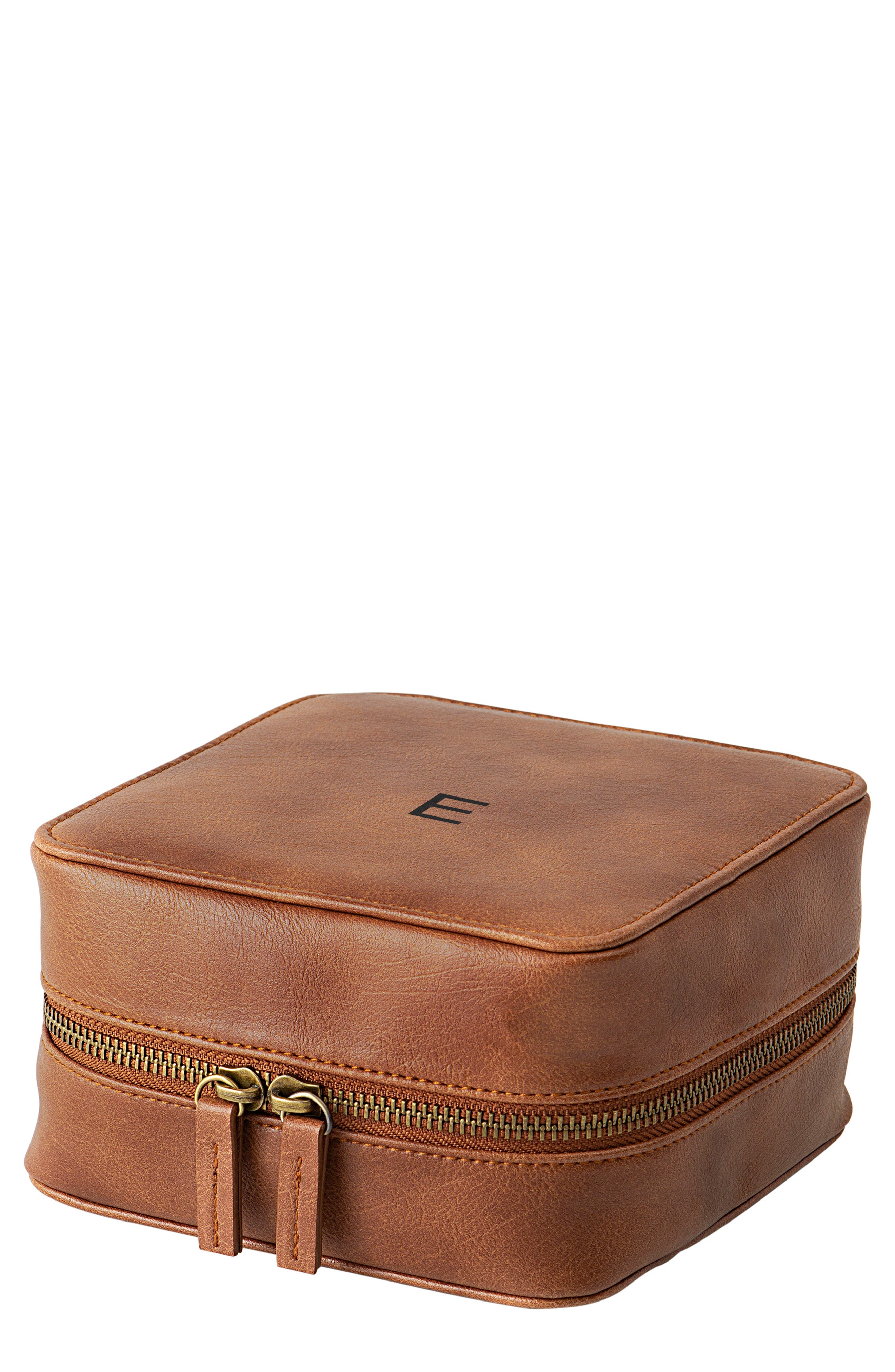 Cathy's Concepts Monogram Vegan Leather Tech Travel Case, Main, color, 