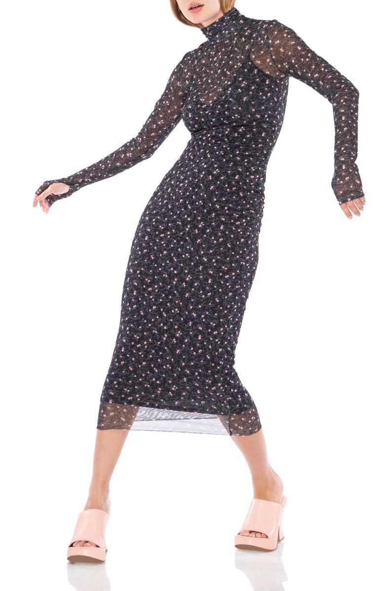 AFRM Shailene Long Sleeve Mesh Dress, Alternate, color, 