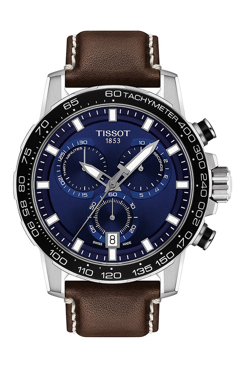【T008】 Supersport Chronograph Leather Strap Watch, 45.5mm (Men) | Nordstrom