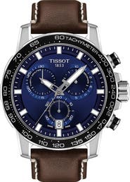 Tissot Supersport Chronograph Leather Strap Watch, 45.5mm
