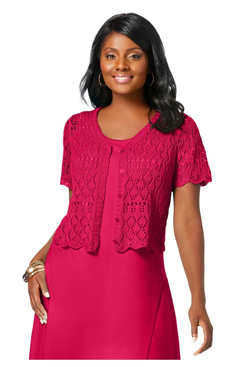 Crochet Shrug, Main, color, PINK BURST