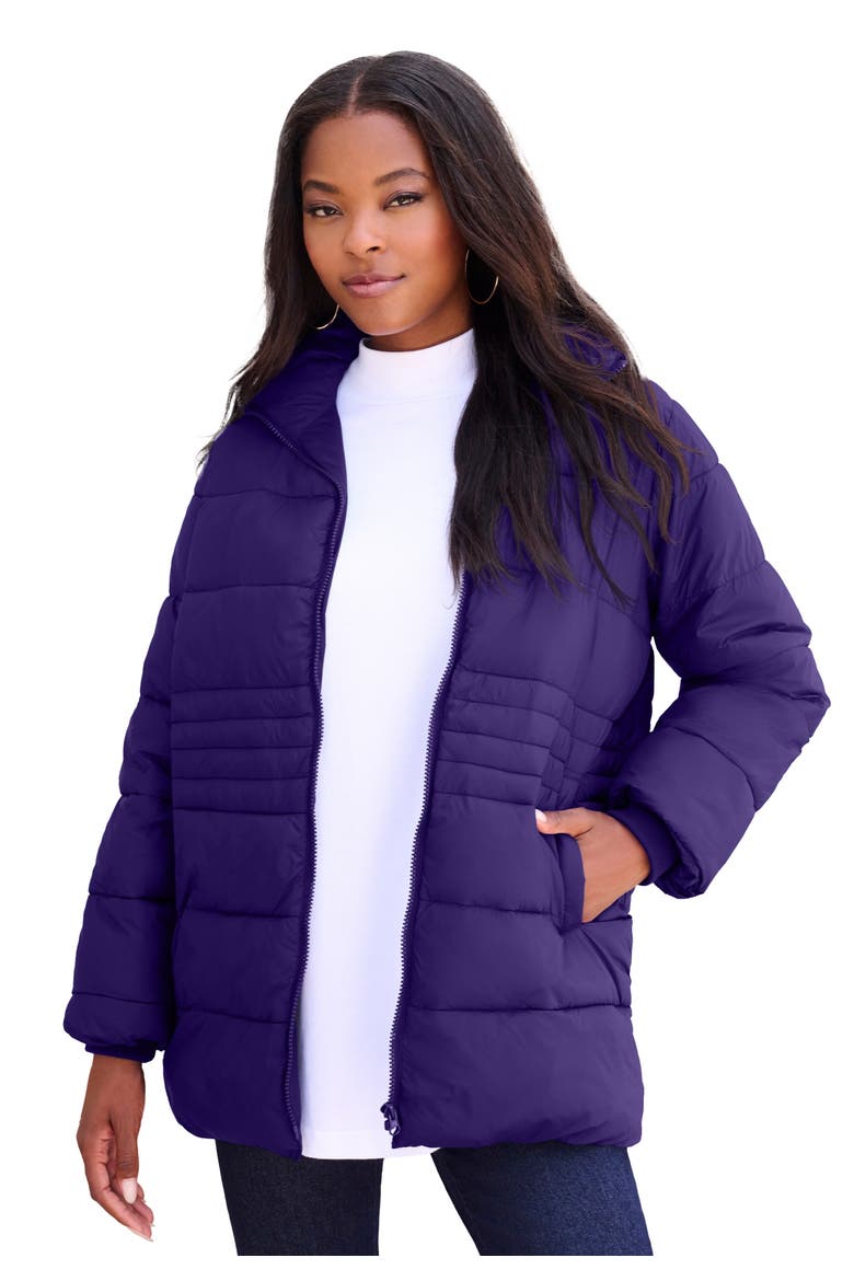 Plus Size Lightweight Quilted Jacket, Main, color, MIDNIGHT VIOLET