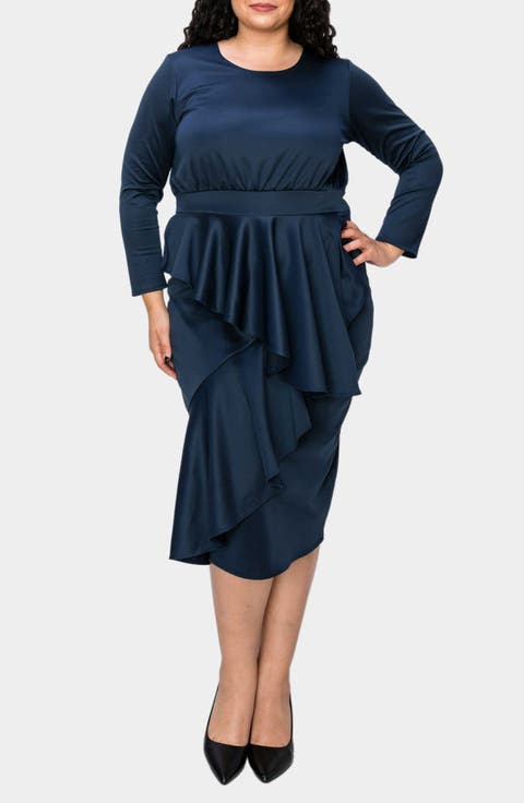 Alexandra Ruffle Bracelet Sleeve Body-Con Dress (Plus)