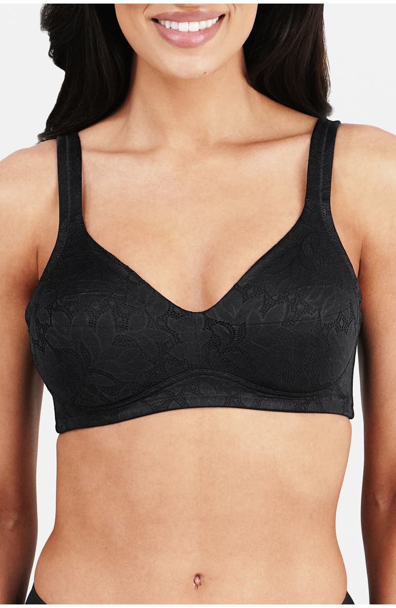 Dominique Intimates Jolie Jacquard Wire Free Minimizer Bra, Main, color, Black