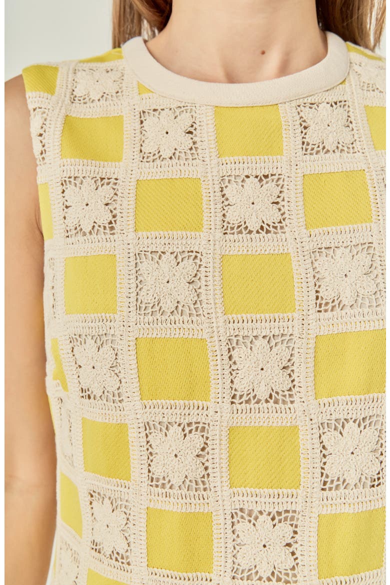 Crochet Patchwork Minidress, Alternate, color, YELLOW MULTI
