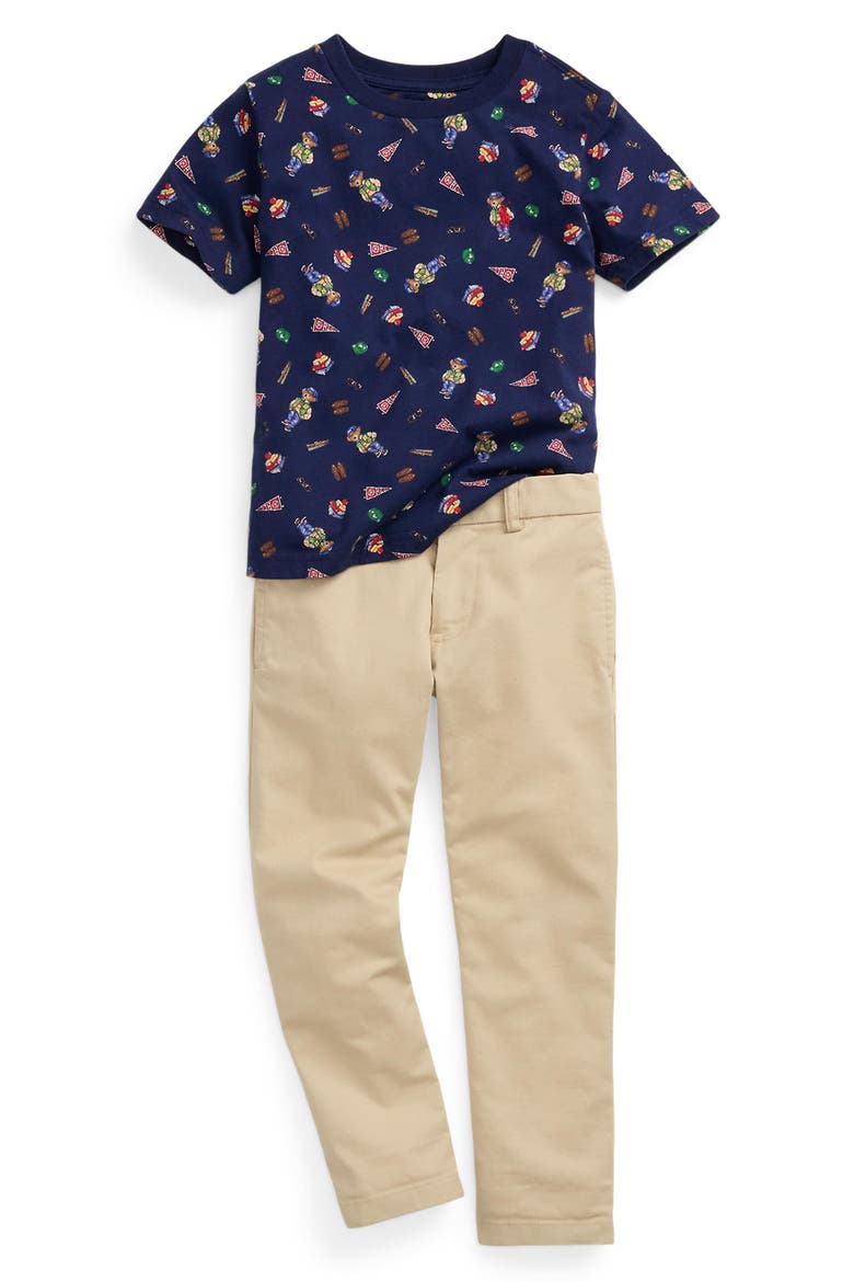 Kids' Flat Front Stretch Cotton Chinos, Alternate, color, CLASSIC KHAKI