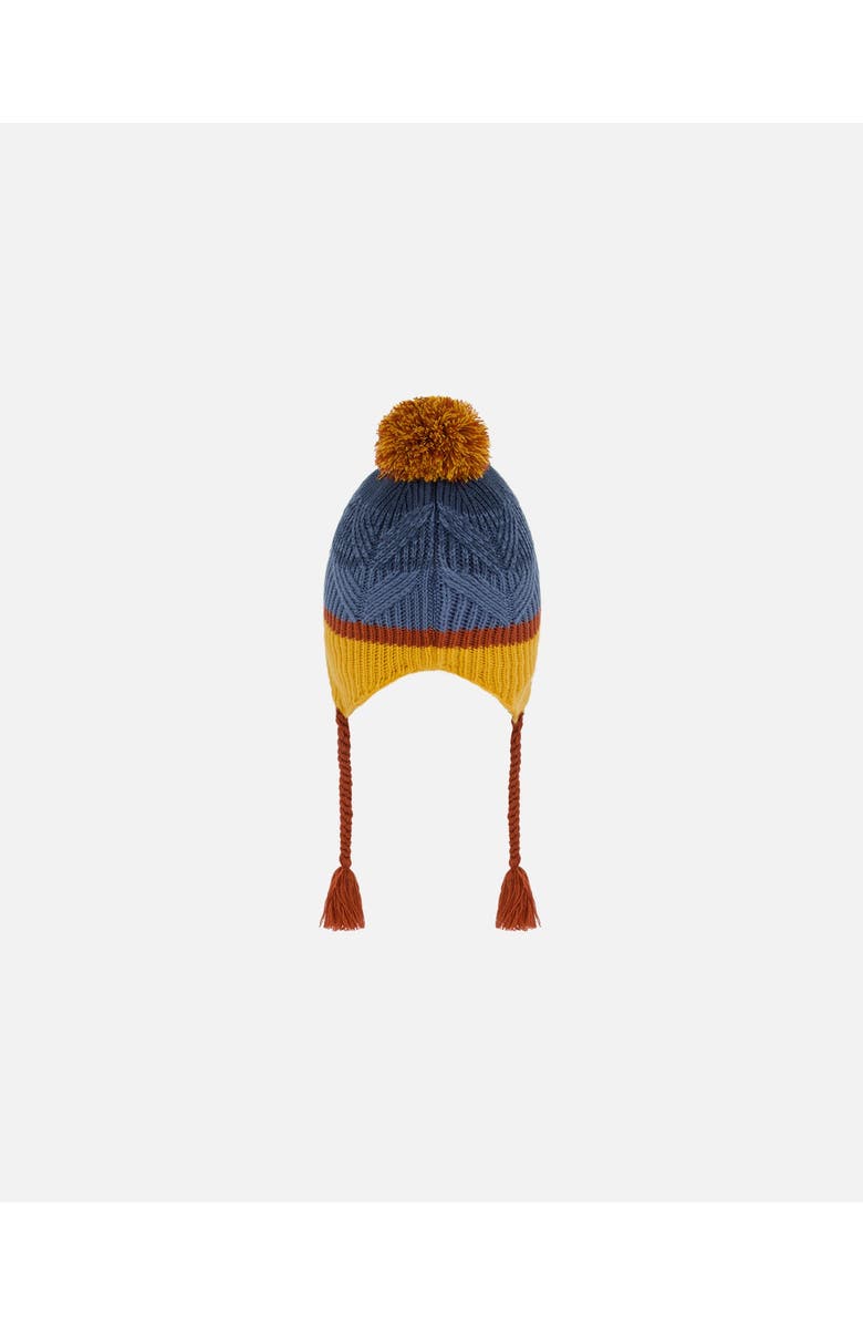 Deux par Deux Baby Boy's Peruvian Knit Hat Gradient Navy And Yellow, Alternate, color, Gradient Stripes