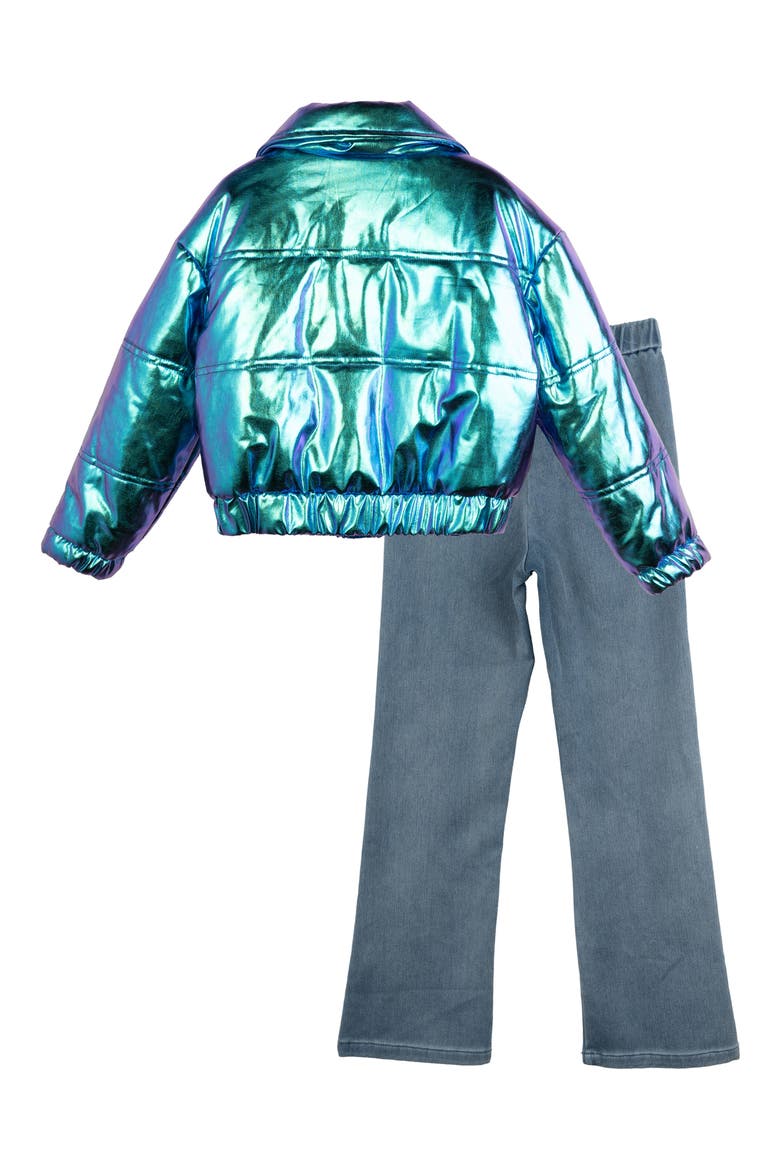 Kids' Puffer Jacket, T-Shirt & Jeans Set, Alternate, color, DARK BLUE