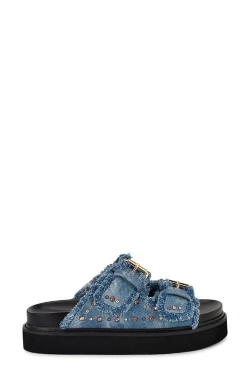 Shop Nine West Eleny Platform Slide Sandal In Light Blue