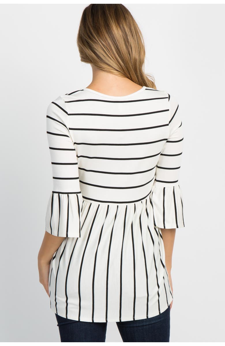 PinkBlush Striped Peplum Ruffle Top, Alternate, color, Ivory