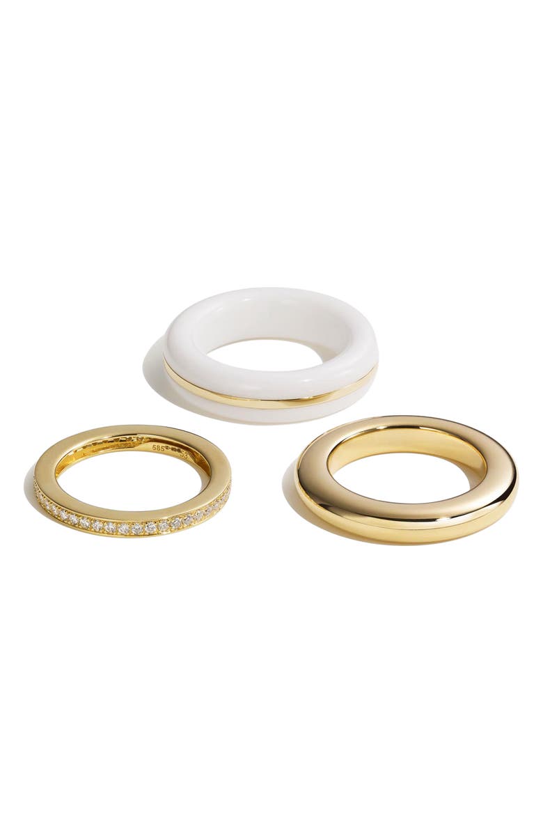 BY PARIAH Set of 3 Stack Rings, Alternate, color, White