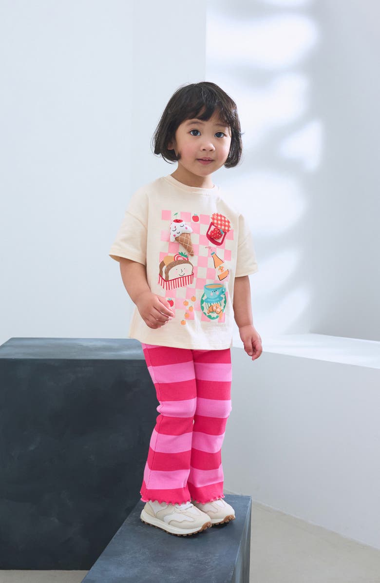 NEXT Kids' 3D Picnic Cotton Graphic T-Shirt & Stripe Flare Pants Set, Alternate, color, 