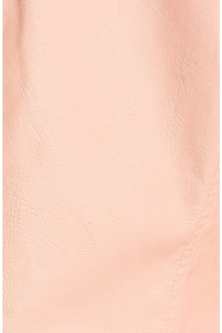 Faux Leather Quilted Sleeve Moto Jacket, Alternate, color, PINK