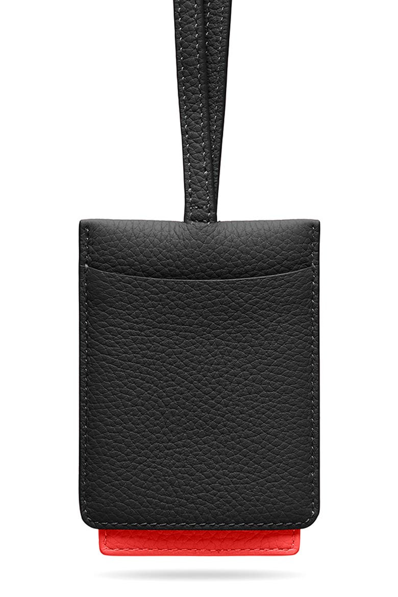 Leather ID Lanyard, Alternate, color, Rouge Noir