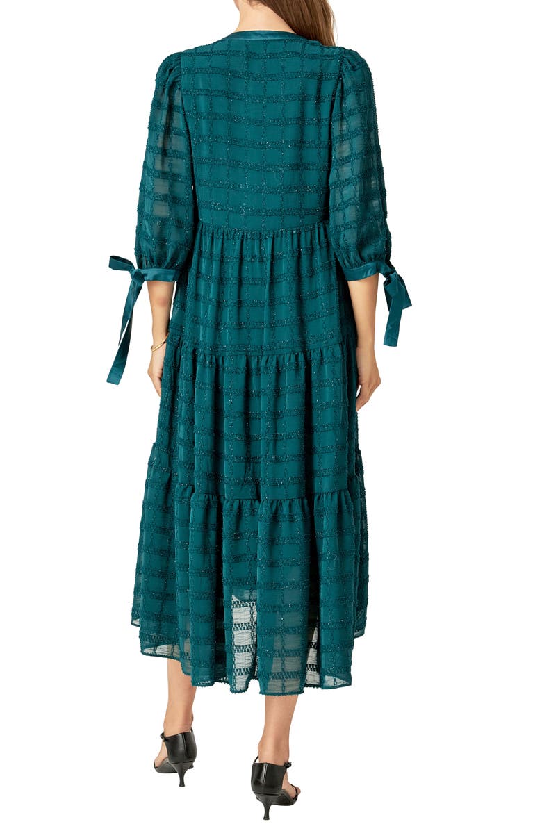 English Factory Textured Chiffon Dress, Alternate, color, Emerald