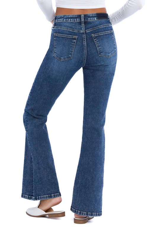 Hint Of Blu Mid Rise Flare Jeans In Victorian Blue