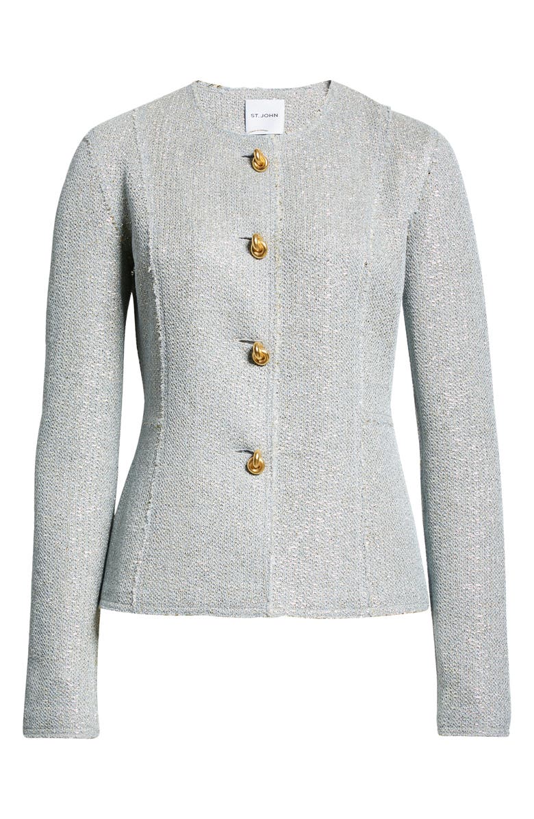 St. John Evening Metallilc Glitter Knit Jacket, Alternate, color, 