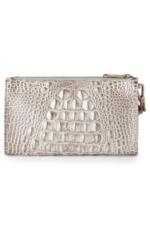 Brahmin Daisy Croc Embossed Leather Wristlet In Metallic