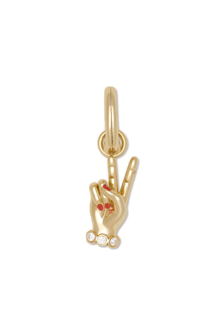 Peace Sign Charm, Main, color, CLEAR MULTI/ GOLD
