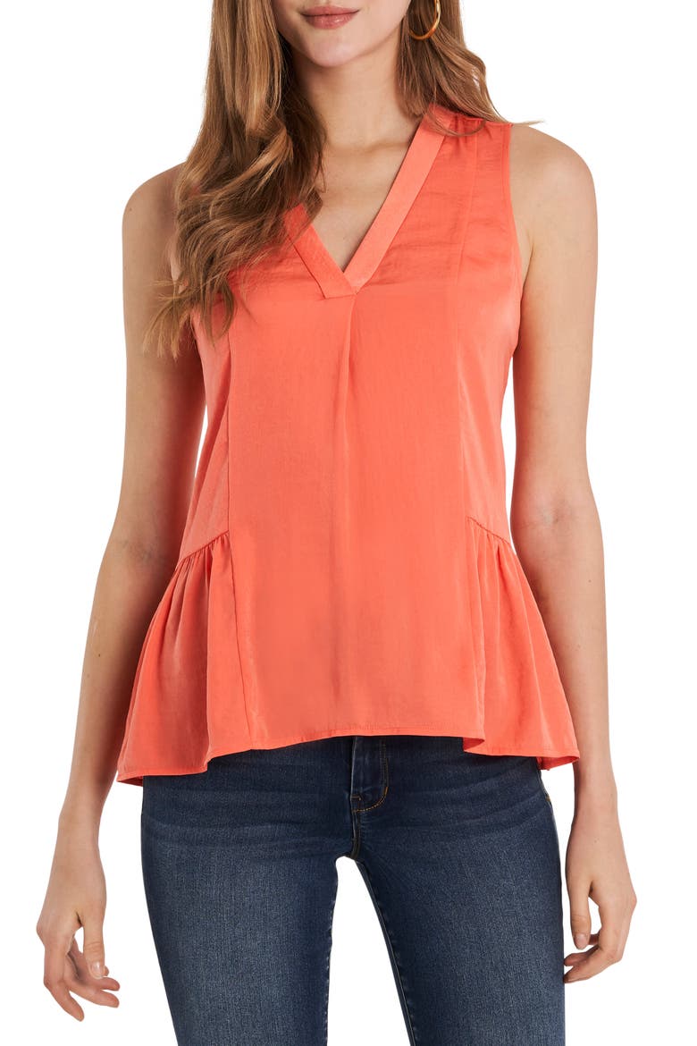 Sleeveless Rumple Ruffle Blouse, Main, color, BRIGHT CORAL