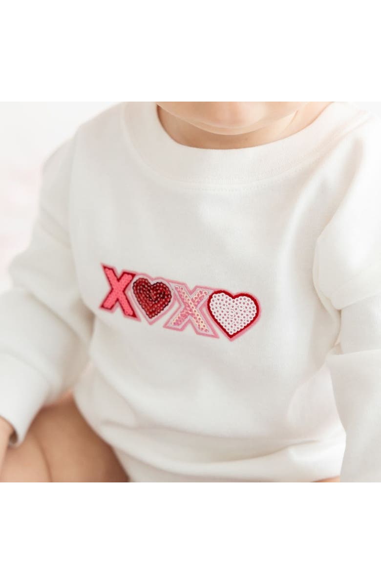 Sweet Wink Love Sequin Patch Valentine's Day Long Sleeve Romper, Alternate, color, 