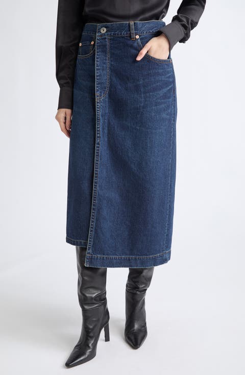 Asymmetric Denim Skirt