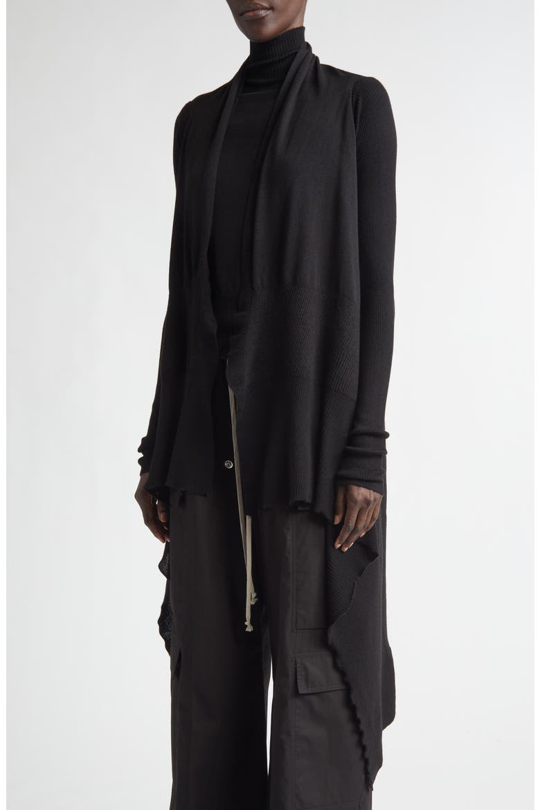 Open Front Virgin Wool Cardigan, Alternate, color, BLACK