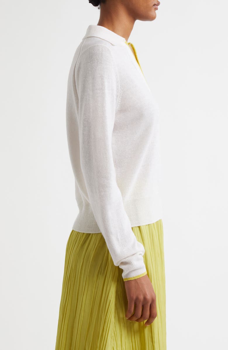 MARGARET O'LEARY Long Sleeve Cashmere & Linen Polo Sweater, Alternate, color, 