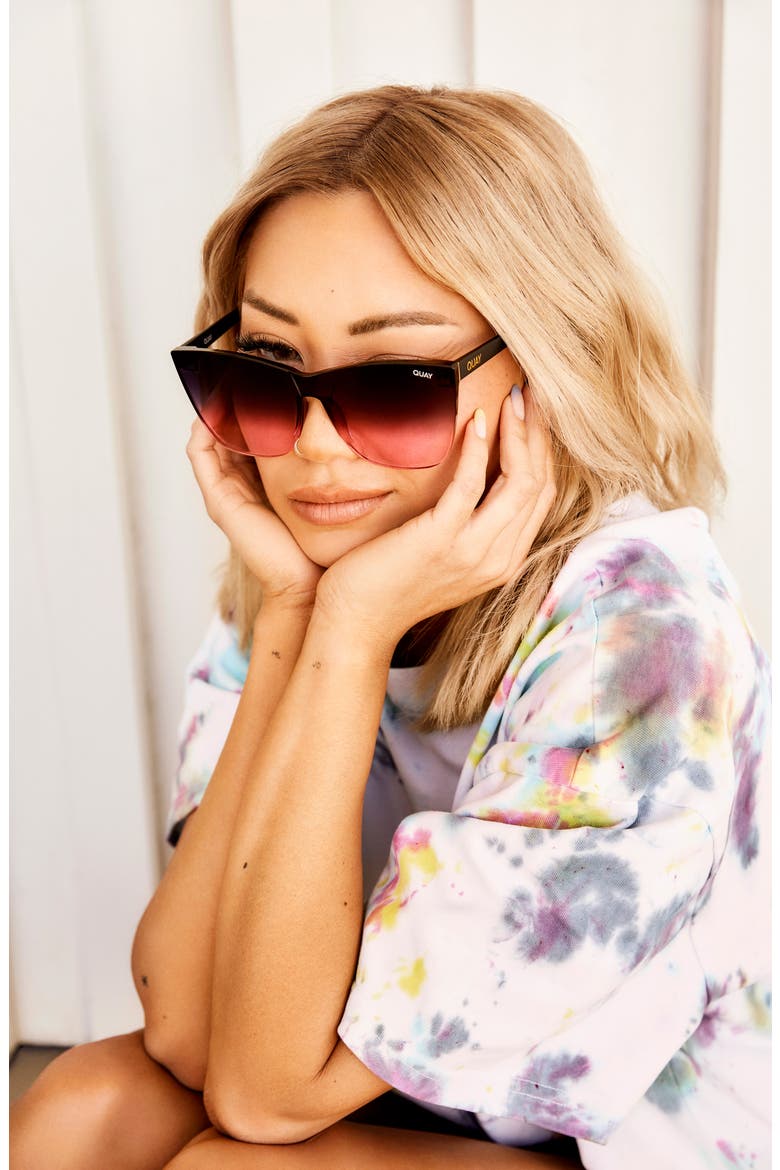 Come Thru 63mm Gradient Cat Eye Sunglasses 63mm Gradient Cat Eye SunglassesThruCome, Alternate, color, MATTE BLK/ BLK PINK FADE