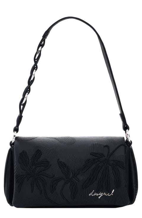 Floral Embossed Faux Leather Crossbody Bag