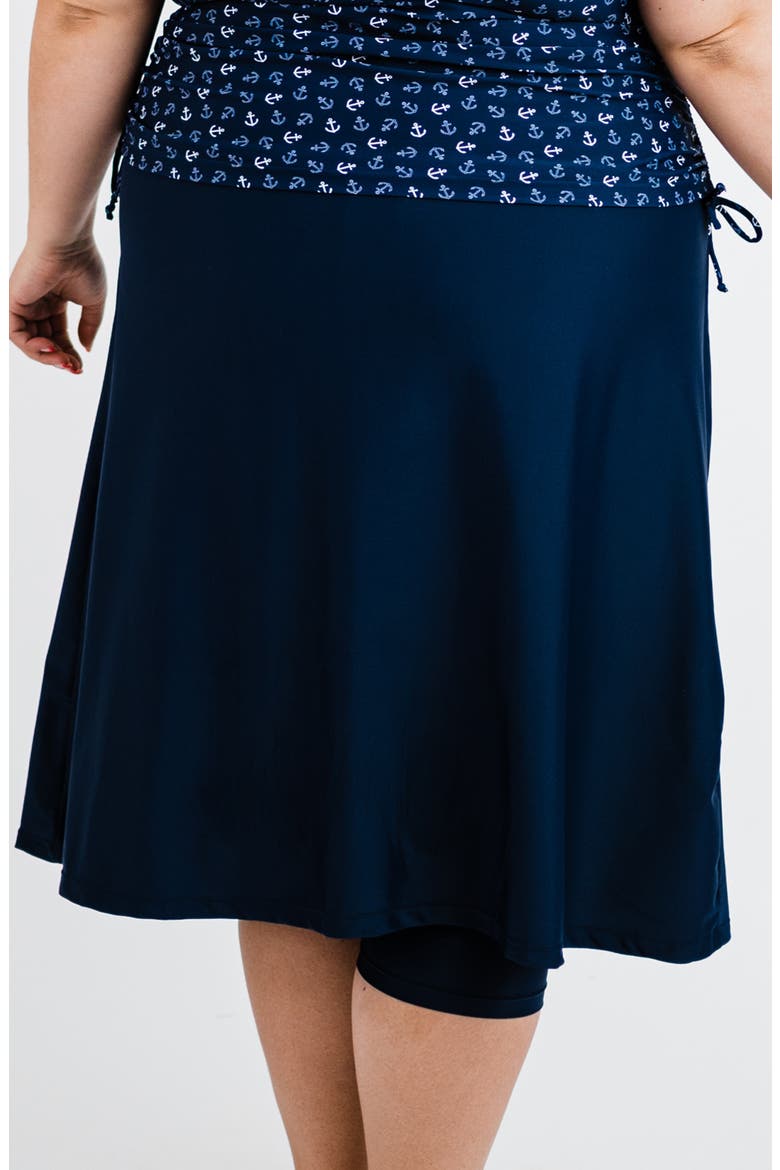 Plus Size Long Swim Skort With Capri Leggings, Alternate, color, Navy