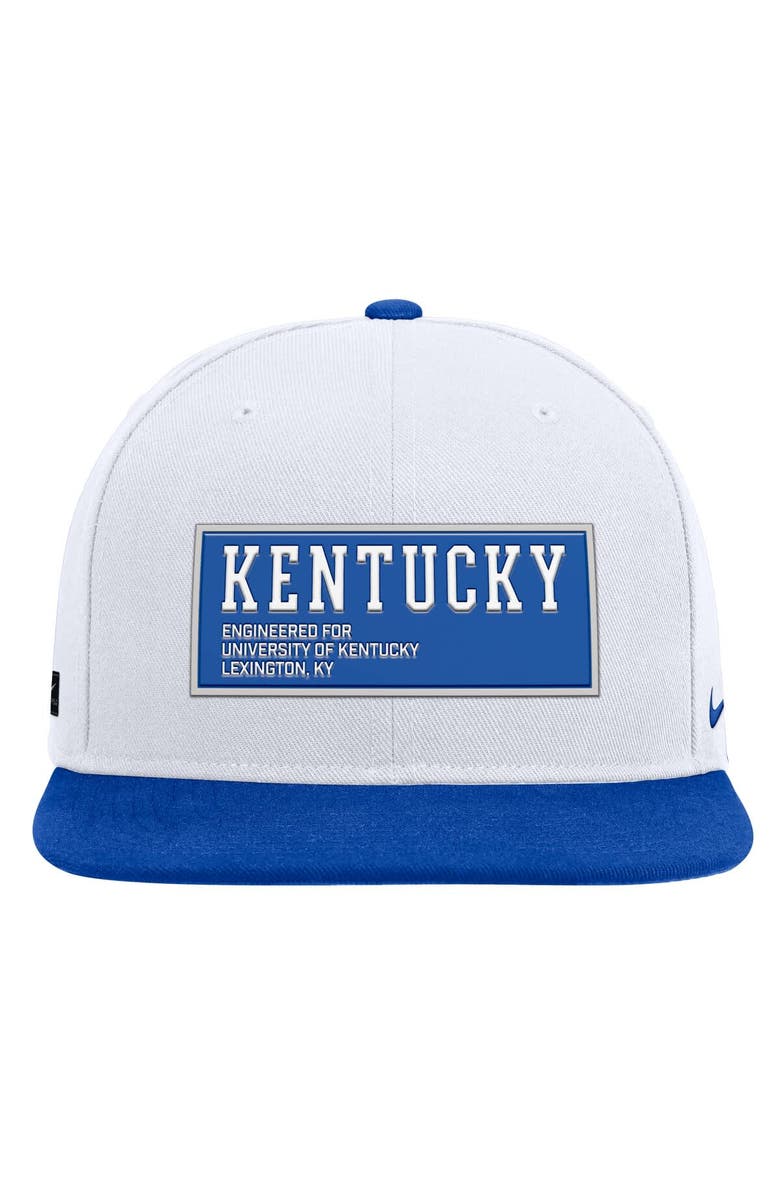 Nike Men's Nike White/Royal Kentucky Wildcats 2025 On-Field Patch Pro Dri-FIT Snapback Hat, Alternate, color, White