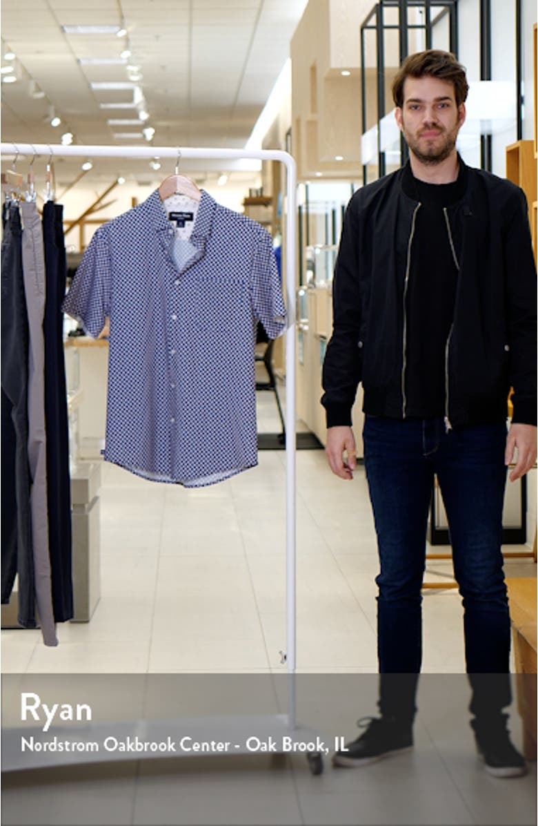 Leeward Trim Fit Print Short Sleeve Performance Button-Up Shirt, sales video thumbnail