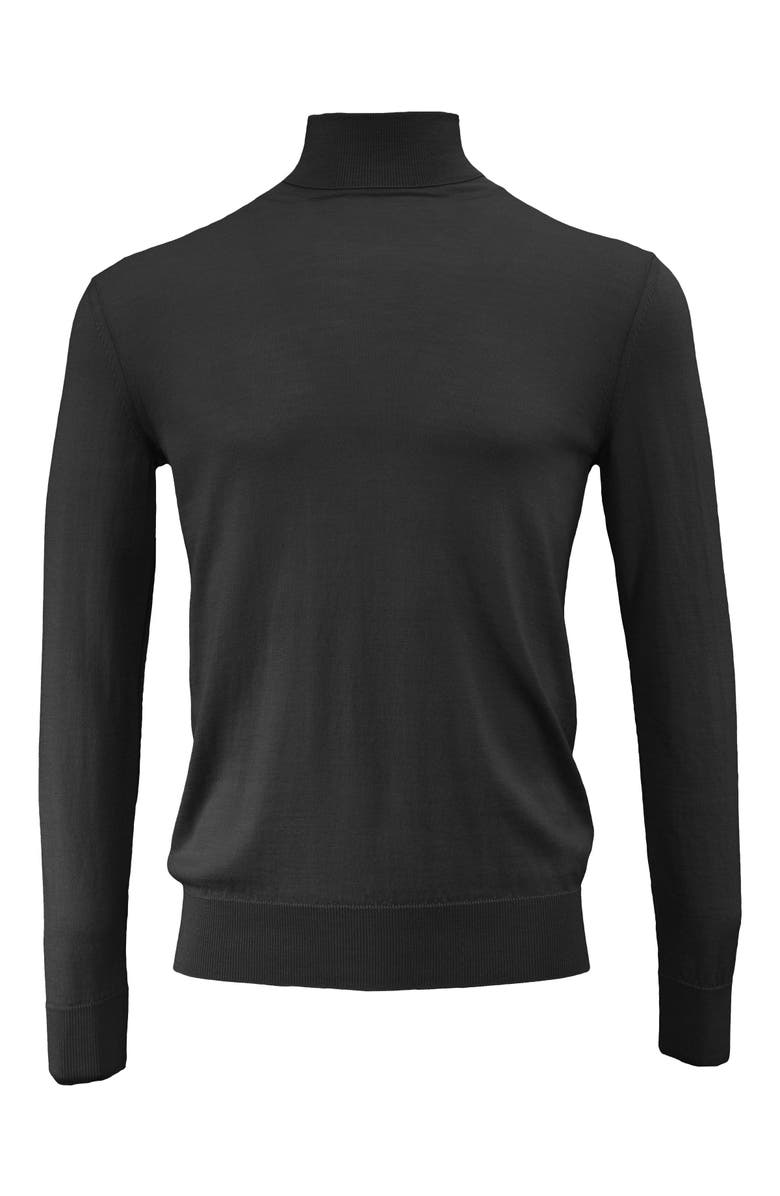 Lords of Harlech Ronan Merino Wool Turtleneck Sweater, Main, color, Black