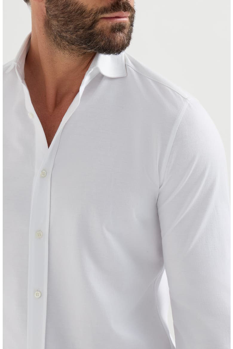 Cotton piqué shirt with spread collar, Alternate, color, White