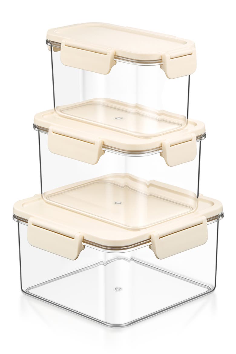 3-Piece Reusable Snap Lids Airtight Food Storage Containers, Main, color, NO COLOR