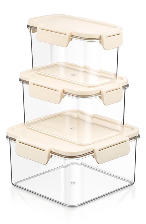 3-Piece Reusable Snap Lids Airtight Food Storage Containers