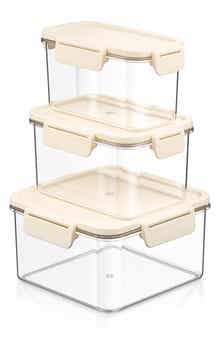 3-Piece Reusable Snap Lids Airtight Food Storage Containers