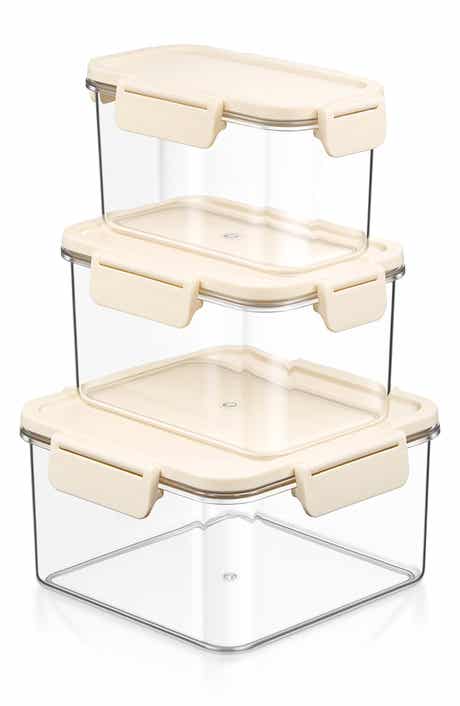 3-Piece Reusable Snap Lids Airtight Food Storage Containers