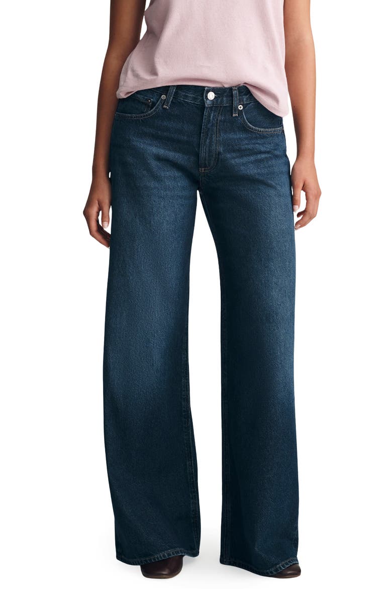 Sandy Low Waist Wide Leg Jeans, Main, color, DARK BRUSHED CLASSIC DENIM