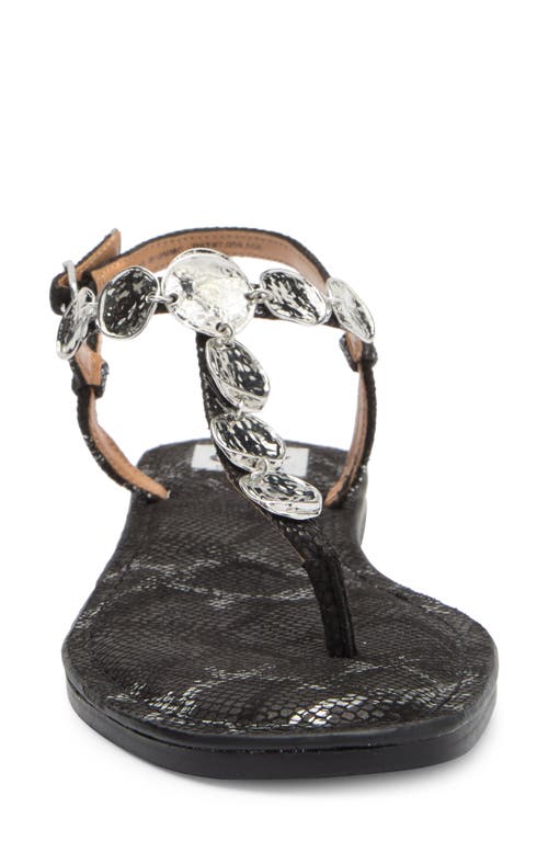 Dolce Vita Dv By Jaime T-strap Sandal In Black Silver Exotic