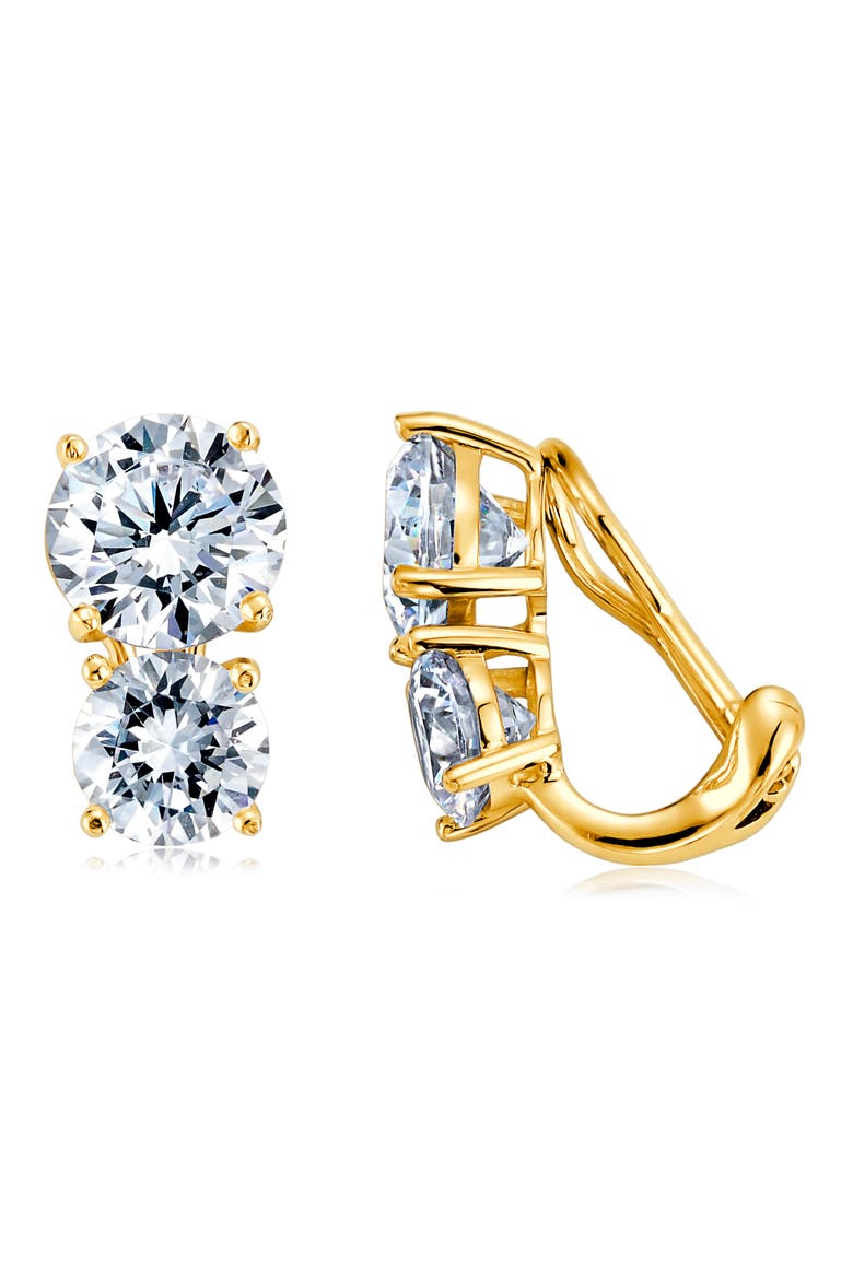 Cubic Zirconia Clip-On Earrings, Main, color, CRYSTAL/ GOLD