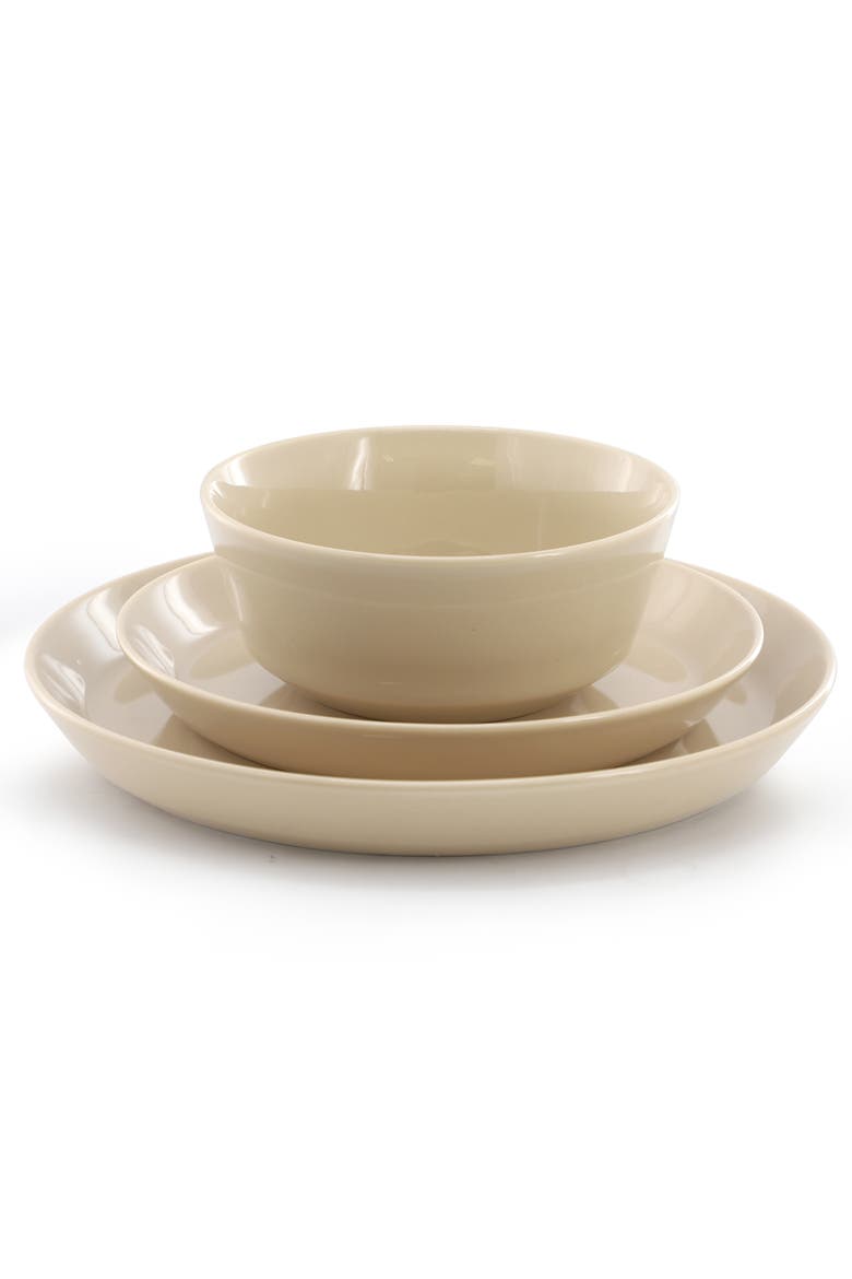 12 Piece Round Stoneware Dinnerware Set, Alternate, color, White