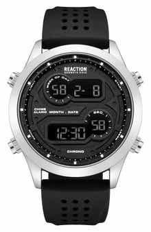 Kenneth Cole Reaction Silicone Strap Digital Watch, 47mm