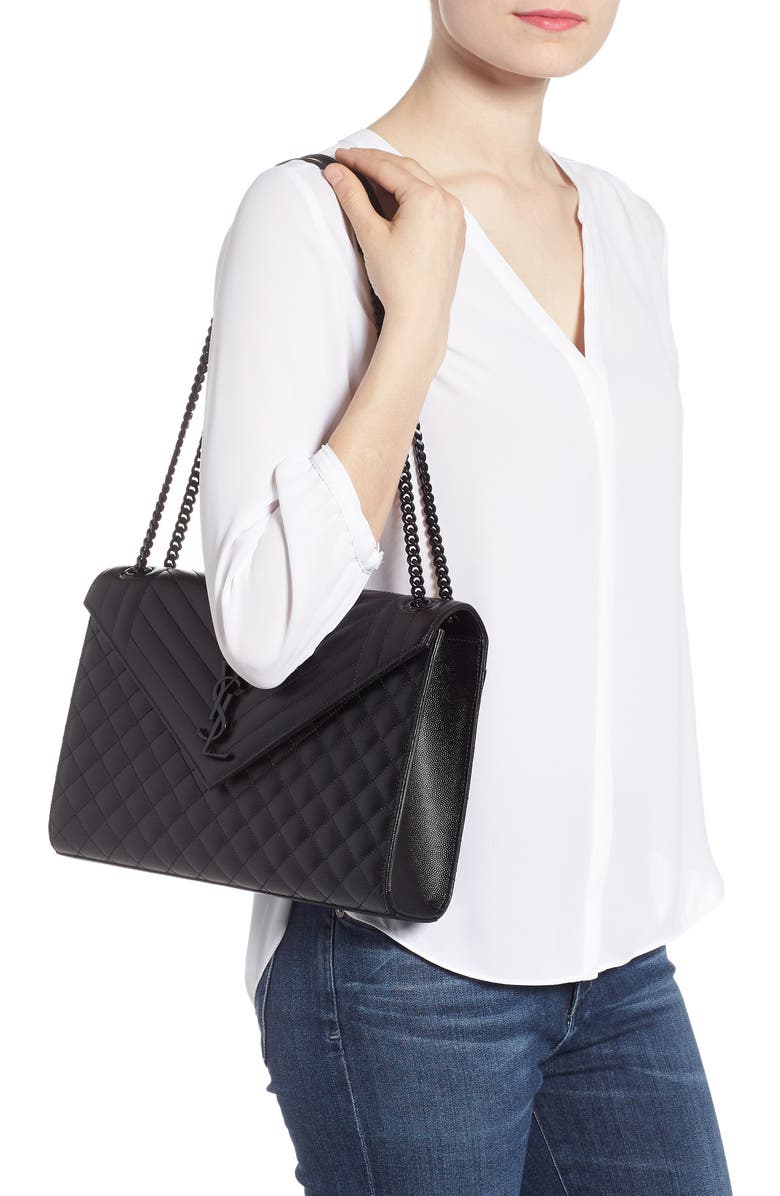 Saint Laurent Large Envelope Calfskin Shoulder Bag, Alternate, color,