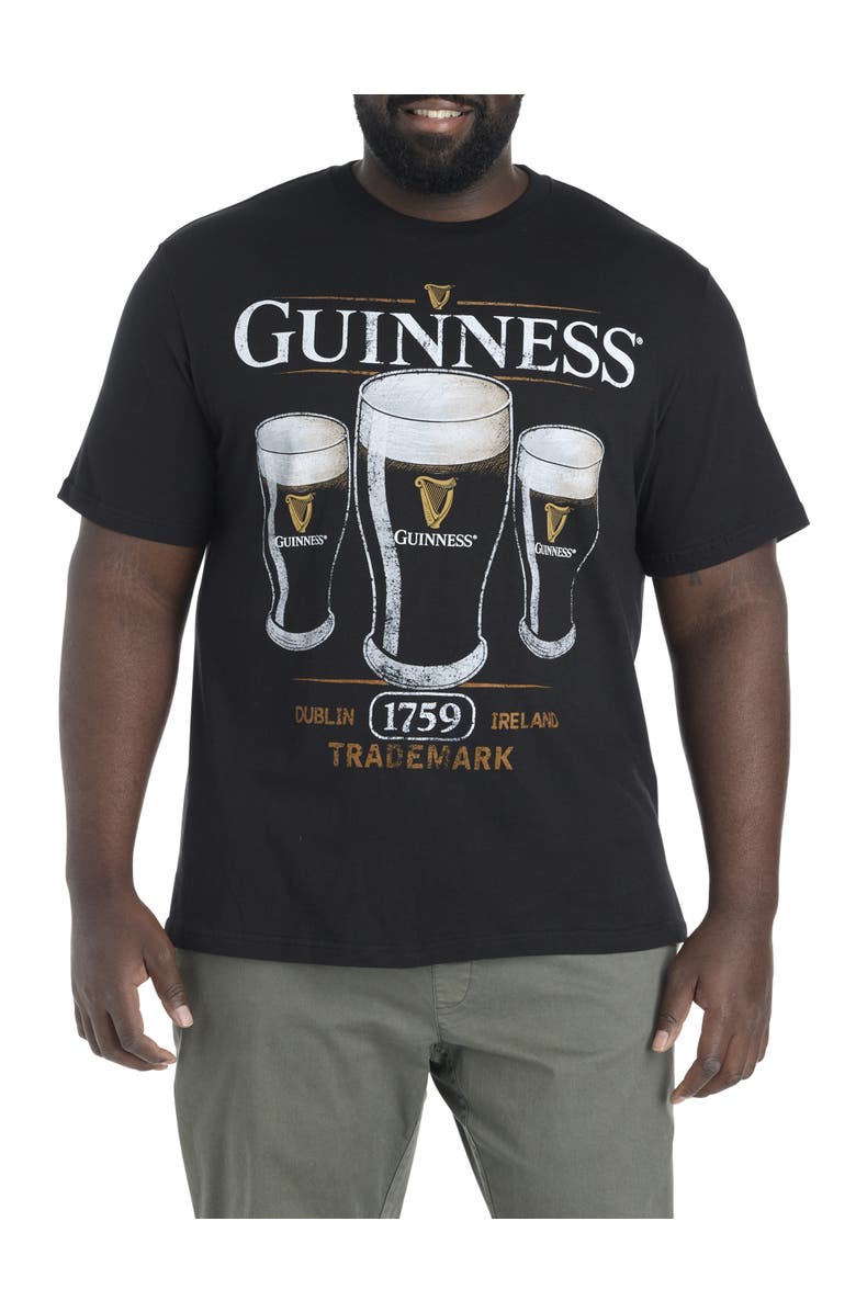 True Nation by DXL Big & Tall Guinness Three Cup Graphic Tee, Main, color, Black