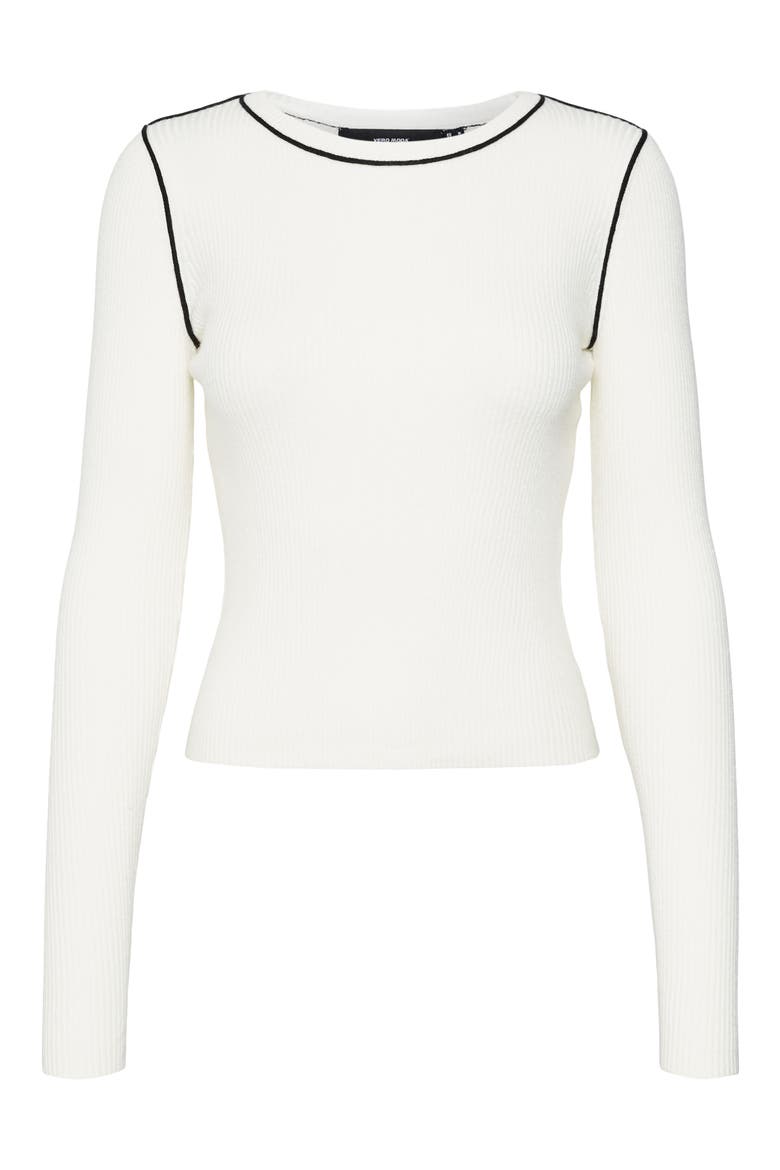 Kara Contrast Piping Long Sleeve Sweater Top, Main, color, BIRCH DETAIL/BLACK CONTRAST