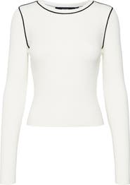 VERO MODA Kara Contrast Piping Long Sleeve Sweater Top
