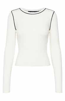 VERO MODA Kara Contrast Piping Long Sleeve Sweater Top